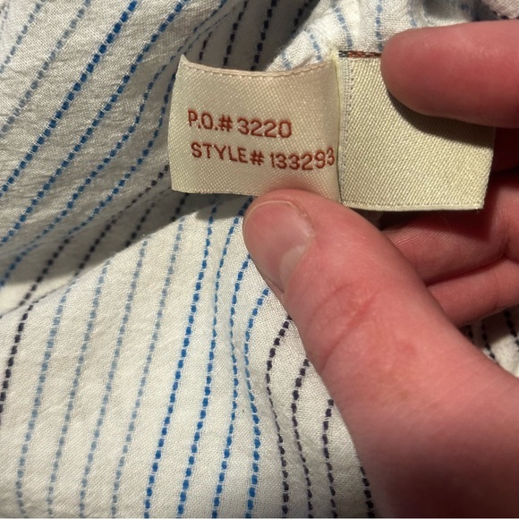 Carbon 2 Cobalt Mens Button‎ Up White Size Large Stripes Pocket Long Sleeve - Picture 5 of 8